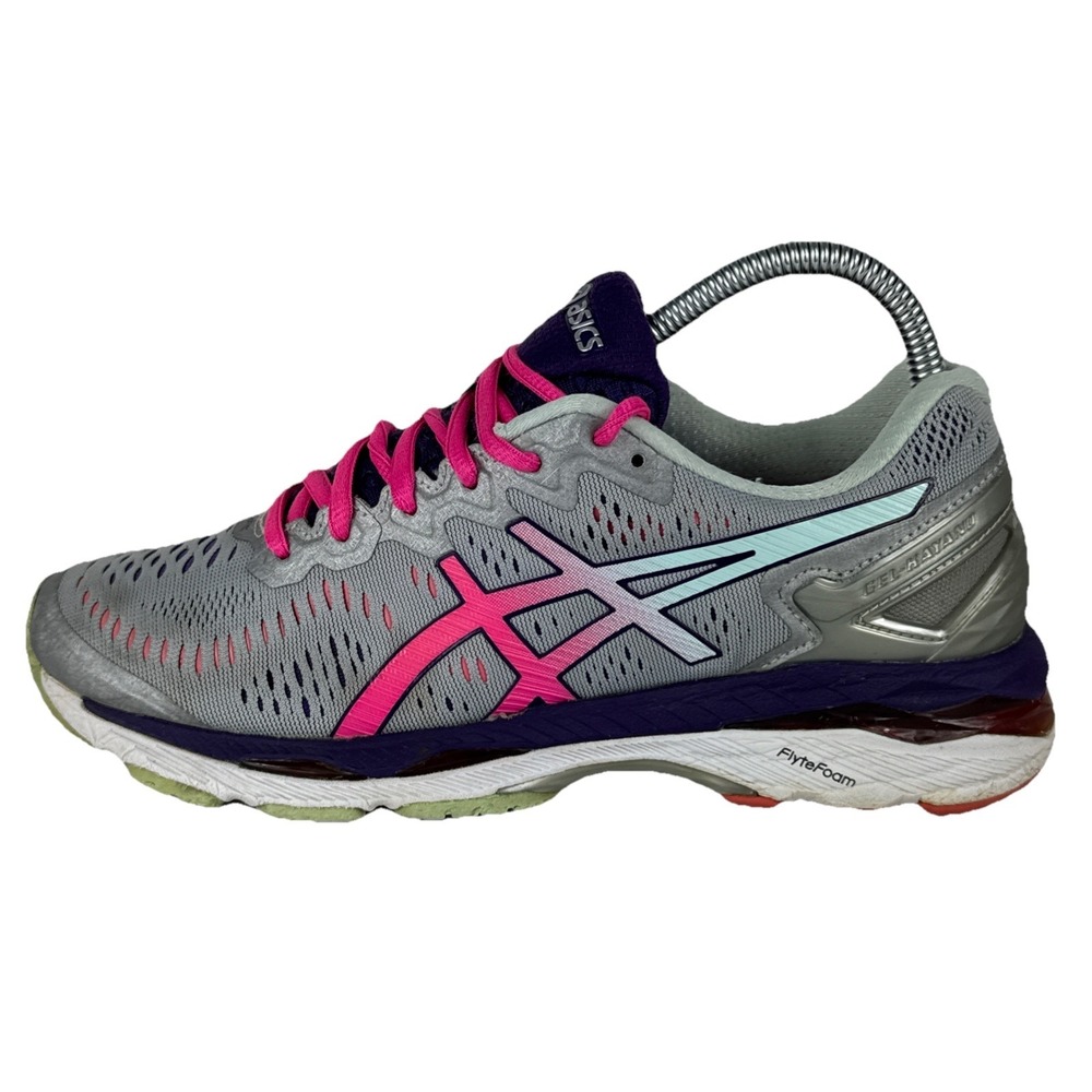 Asics Gel Kayano Running Shoes‎ Womens 7.5 Gray Pink Walking Active Sneaker Teal